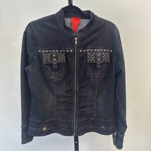Cristina Black Denim Studded Jacket – Size L
